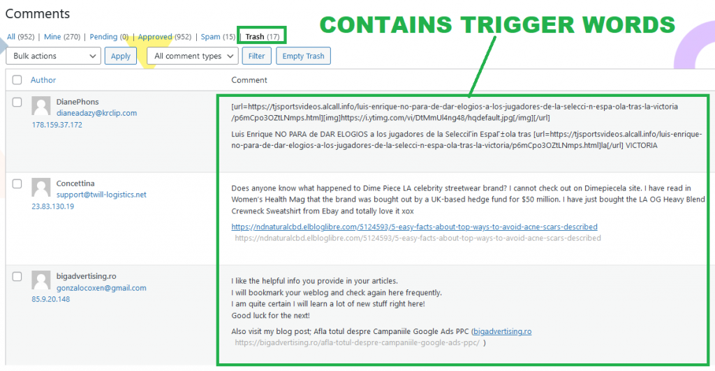 Block Malicious Visits to Your WordPress Site Trashed Comments